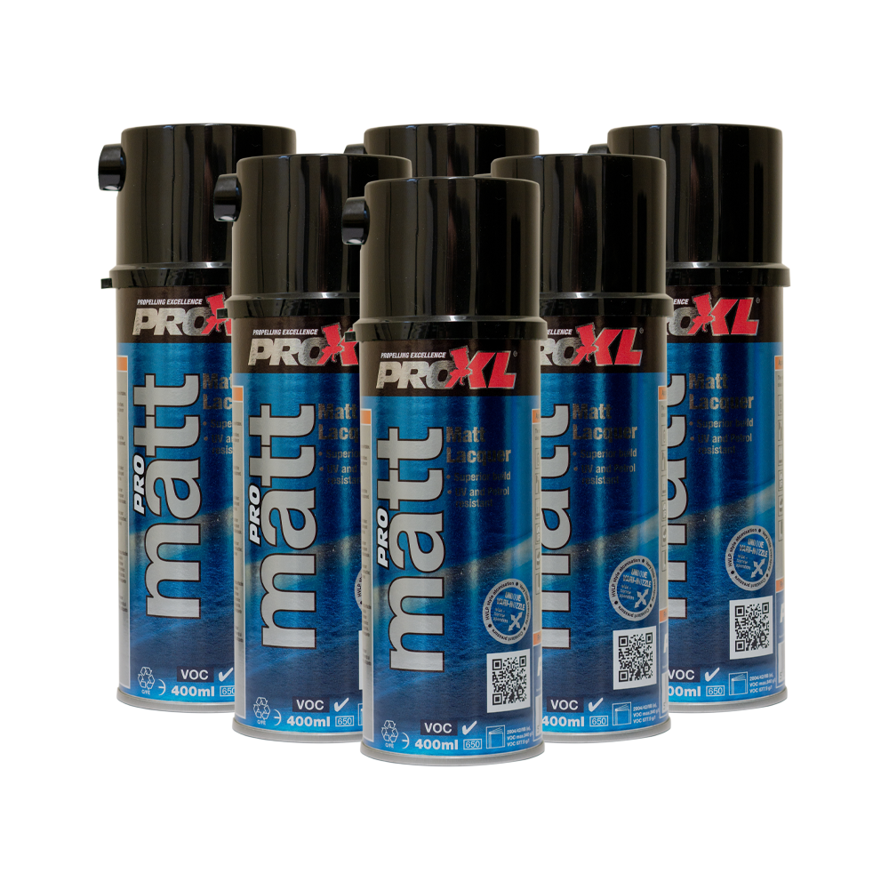PROXL Matt Clear Lacquer Aerosol 400ml x 6 Trade Car Paints Bulk