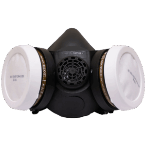 Half Face Mask, Twin Cartridge Fitted With 2 A1P2 Filter